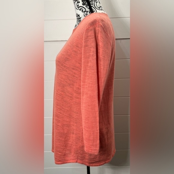 J.Jill Sweater Womens Small 3/4 Length Linen Cotton Peach Beachy Coastal Chic - Picture 4 of 10